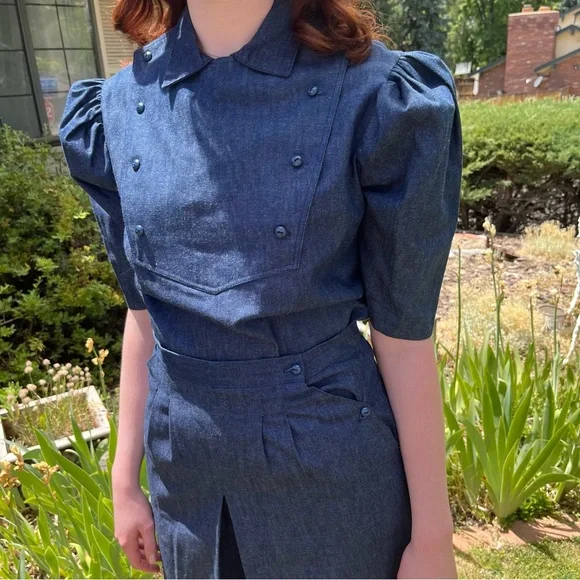 Vintage 1970’s Retro Western Denim Jean Gaucho Cowgirl wide leg Pant suit - Picture 3 of 17